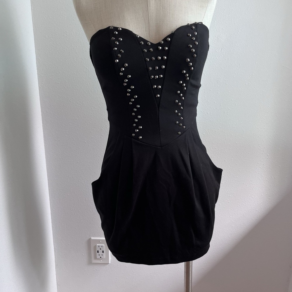 Guess Black Strapless Dress Size 0 Pockets‎ Metal